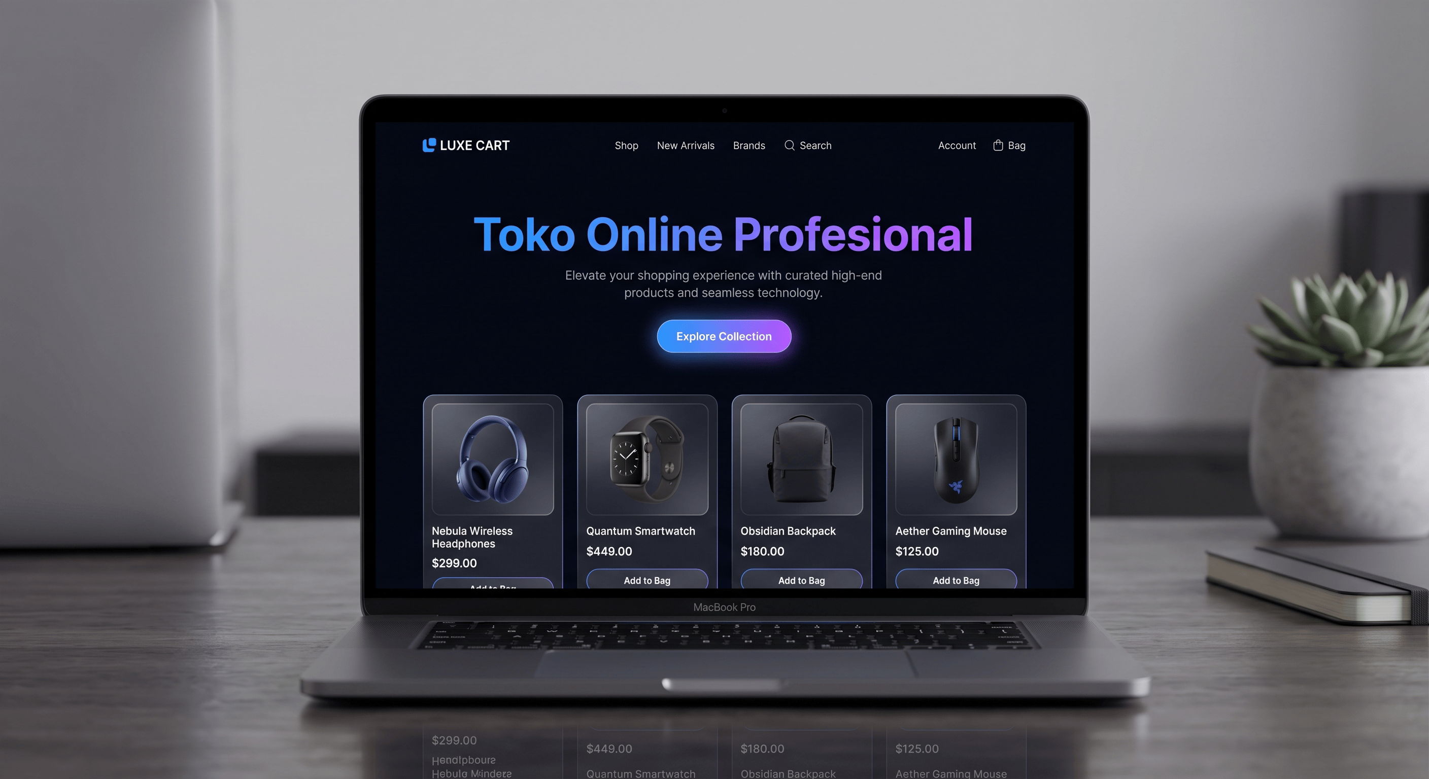 Tampilan Website Exha Builder